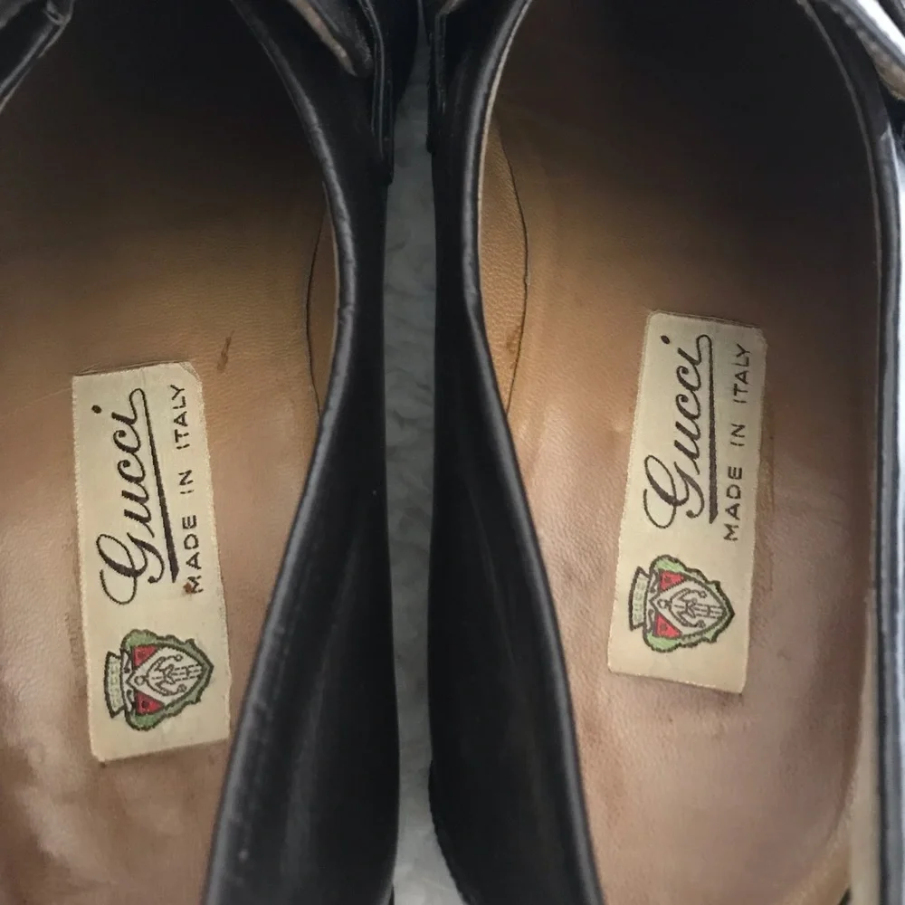 Gucci Dark Brown Loafers/Slips On w/ GG Logo Dress Men’s Shoes 42.5 US 8.5 - Picture 5 of 15